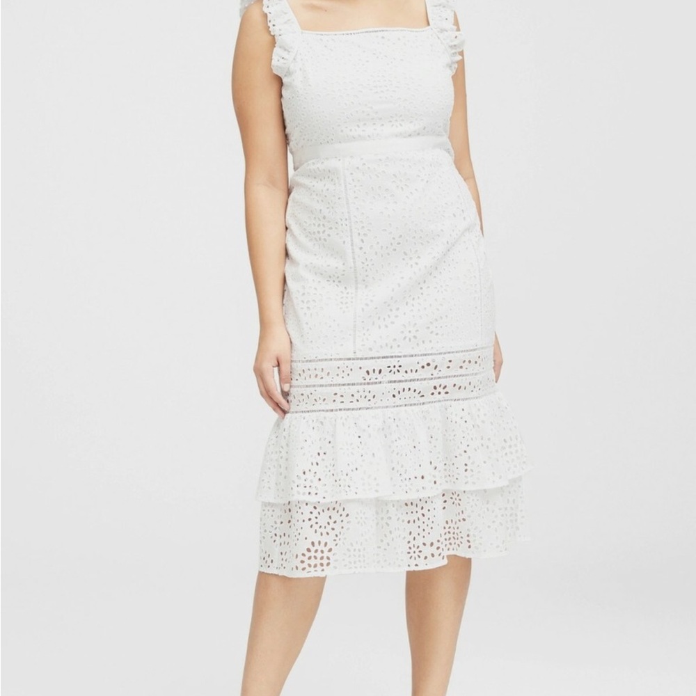 Banana Republic Eyelet Pinafore Dress, White SIZE 6 - Picture 8 of 9